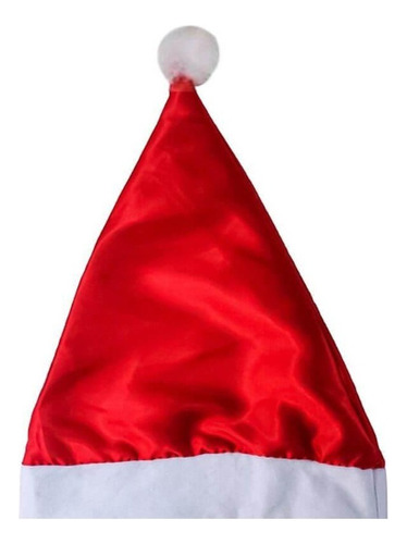 1x Gorro De Cetim Touca De Papai Noel Linha Luxo P/ Natal Cor Vermelho Não Aplica