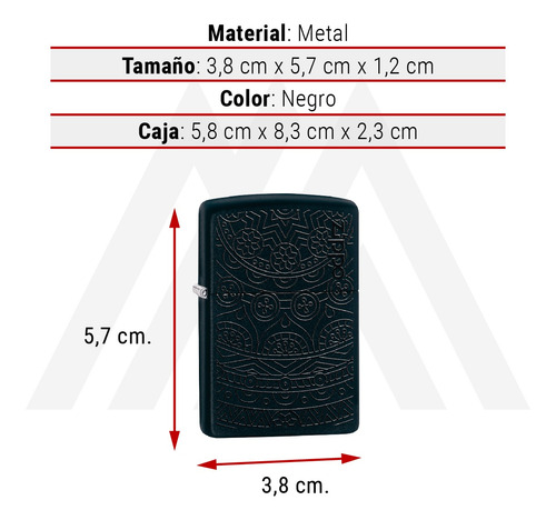 Imagen 7 de 10 de Encendedor Zippo Lighter Tone On Tone Design Negro