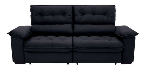 Sofá 3 Lugares Retrátil E Reclinável Piemont Suede Preto