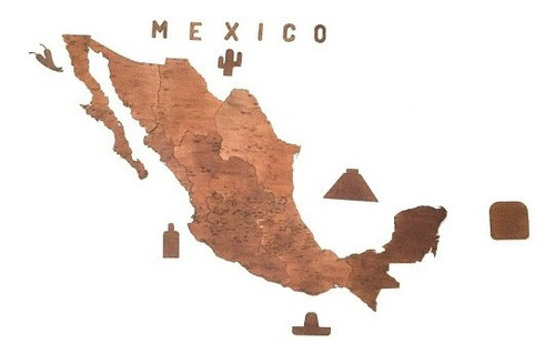 Mapa De Madera De México Decorativo Para Pared O Muro