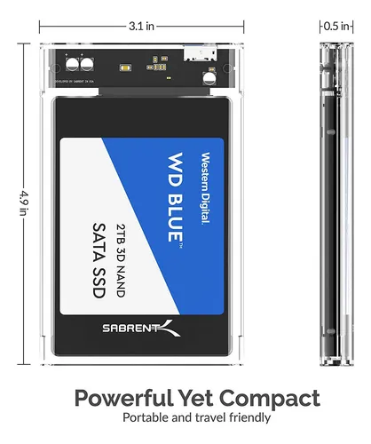 External Hard Drive Enclosure Sabrent 2.5'' Sata To Usb 3.0