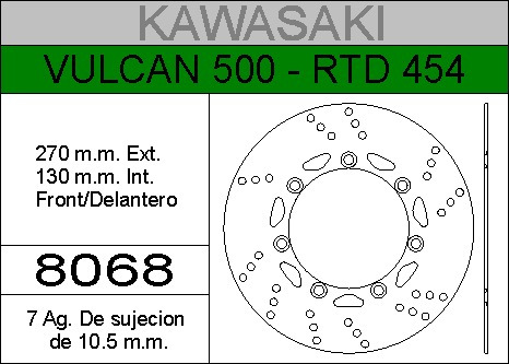 Disco Freno Hd Delantero Kawasaki Vulcan 500 -454