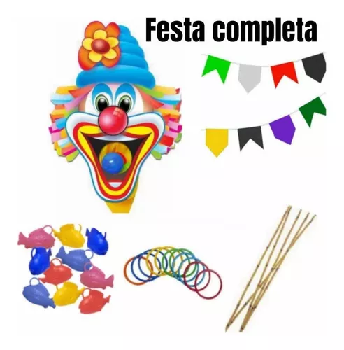 Kit de jogos festa junina painel palhaço bocão barraca do beijo jogo de  argolas pescaria - Festa Maluca - Kit Decoração de Festa - Magazine Luiza