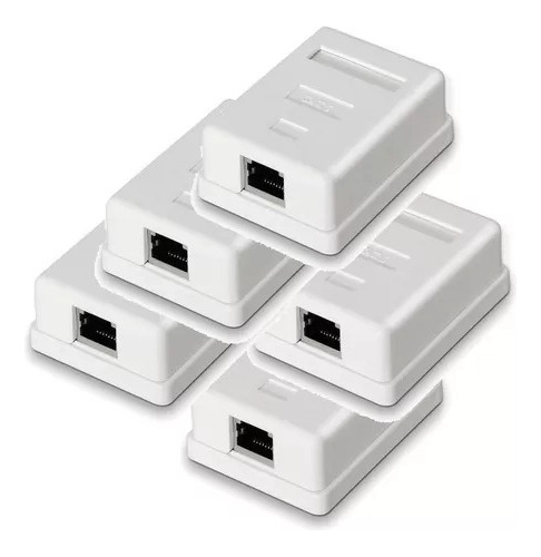 5x Cat6 Rj45 Caja De Montaje En Superficie Blindada 1 Puerto