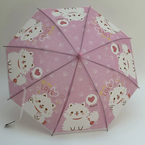 Paraguas Infantil De Mango Largo Con Silbato Rosa