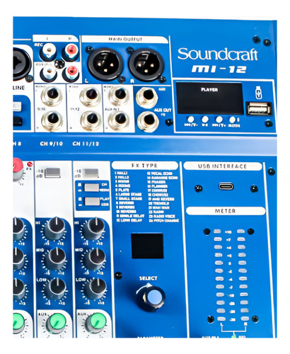 Mesa De Som Console Soundcraft Mi12 Profissional 12 Canais