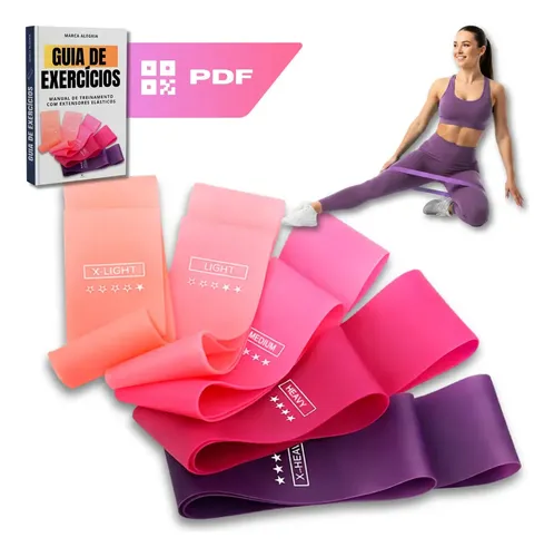 Kit 5 Faixa Elástica Super Mini Band Extensor Elástico para Treino Resistência Funcional