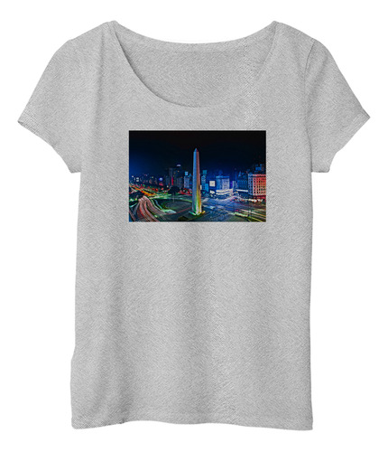 Remera Mujer Obelisco Noche Buenos Aires Monumento M2