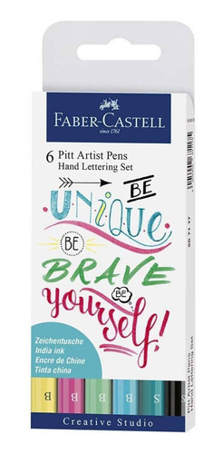 Marcador Faber Castell Lettering X6 Pastel Unique Be Brave