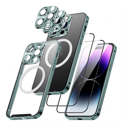 Funda Metálica Para iPhone + 2 Láminas De Cristal De Mica