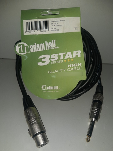 Cable Xlr Hembra A 6.3mm Mono De 3m Marca Adam Hall 