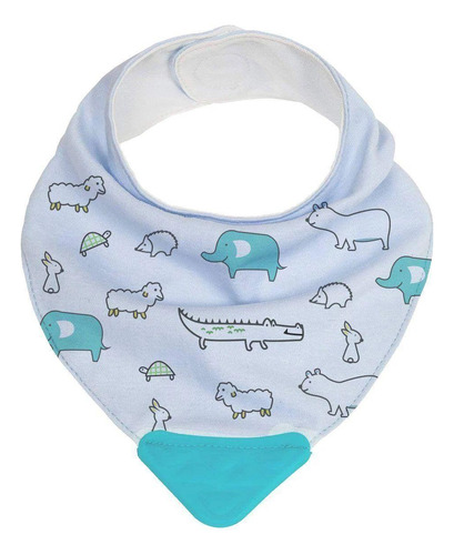 Bandana Baby Com Mordedor Animais Azul Buba