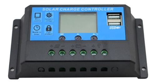 Controlador De Carga 30a 12e24v  Pwm Com Lcd