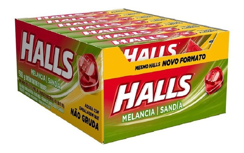 Bala Drops Halls Caixa C/21 Cada - Sabor Melancia