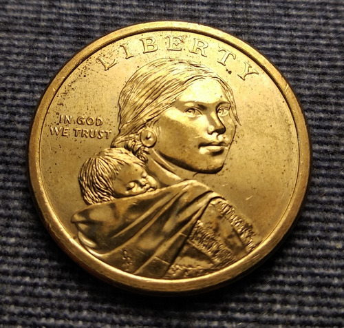 Moneda De Un Dólar, One Dollar India Sacagawea.  Native 