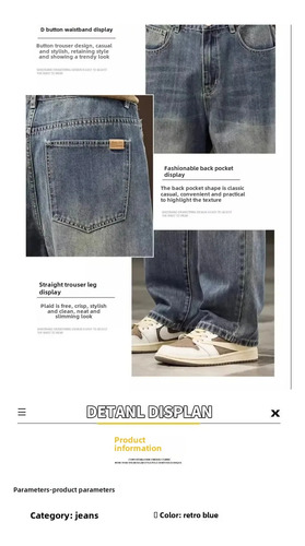 Vaqueros Holgados De Pierna Recta Para Hombre De Estilo Vint