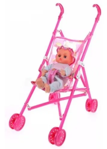 Bebe con coche sales de juguete