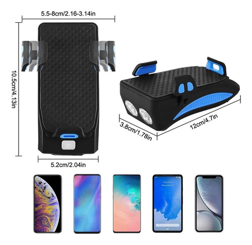 4 Em 1 Farol Bicicleta Suporte Celular Power Bank Buzina