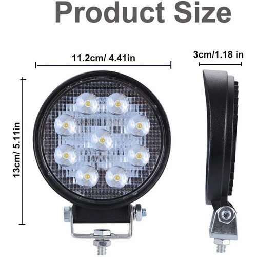 Imagen 7 de 9 de X4 Luces Foco Neblinero Led 27w 4x4 Auto Caminon Redondo