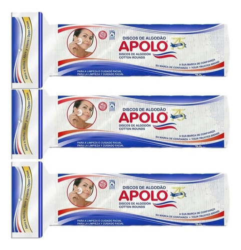 Algodão Apolo 70g Disco Ziplock Kit Com 3 Unidades