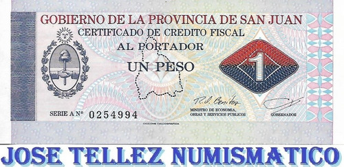 Ec# 424 Bono San Juan 1 Peso Sin Circular Palermo