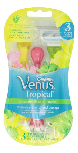 Gillette Venus Razor Desechable Tropical Womens, 3+1 Hojas