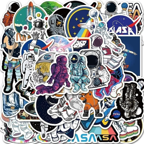 Imagen 2 de 3 de Nasa / Astronauta - Set De 50 Stickers / Calcomanias