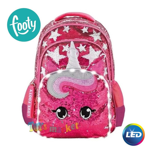 Imagen 1 de 5 de Mochila De 18 Escolar Espalda Con Luces Led Footy