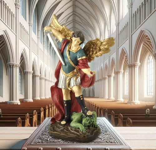 Estatua San Miguel Arcángel Miguel Derrota Lucifer 13.5 Cm