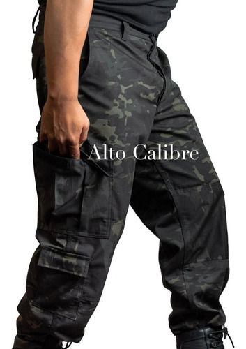 Pantalon Tactico Cargo Multicam Black Tela Ristop Policia 