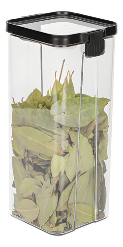 Recipiente Hermetico Para Almacenamiento Alimentos Cocina Color Transparente Con Tapa Negra