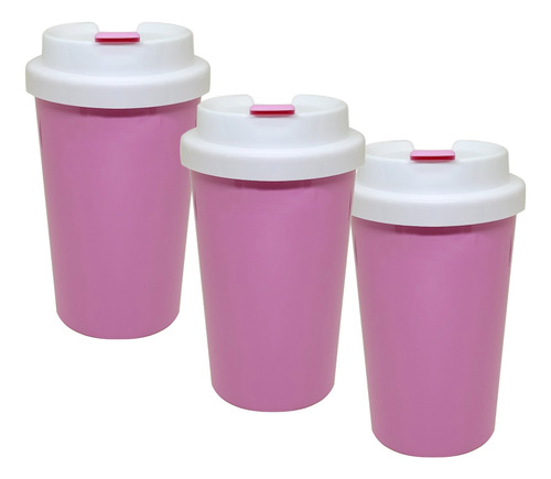 Vaso Para Cafe Termico Set X3 Tapa Antiderrame Frio Calor 