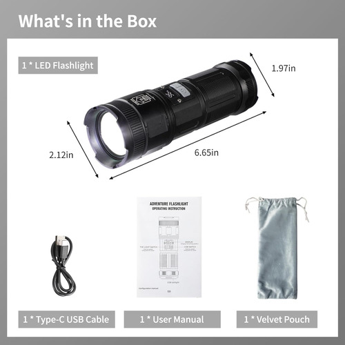 Linterna Led Recargable De Alto Lúmenes, Linterna Súper Bril