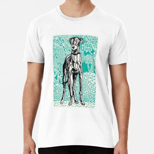 Remera Galgo, En Turquesa, Arte Del Perro Algodon Premium