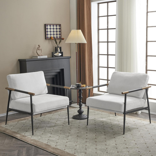 Silla Moderna Con Brazo Decorativo Tapizada Beige Para Salón