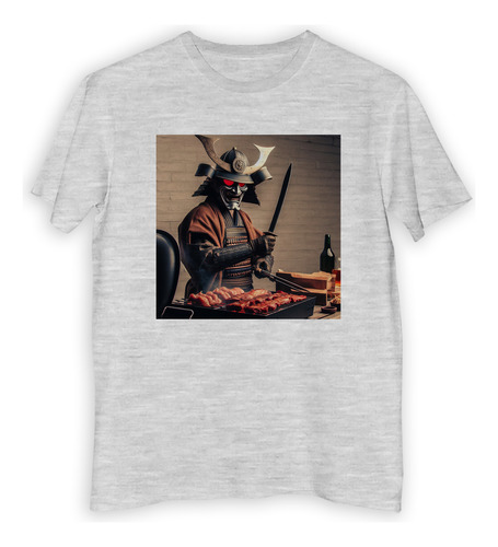 Remera Hombre Samurai Cocinando Parrilla Brasas Fuego