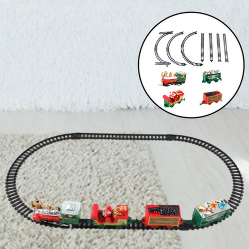 11 Tracks Trem Xmas Pcs Elétrica Ajuste Com Carro De Santa
