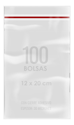 100 Bolsas Celofán 12x20 Cm Transparente Autoadhesivas
