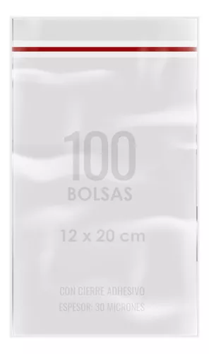 Bolsas Celofán Transparente Autoadhesivas 12x28 Cm 100 Unds