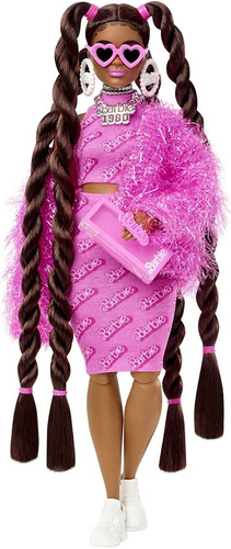 Barbie Extra 14 Negra Trança Articulada Casaco Peludo