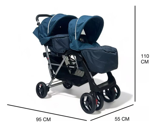 Carriola Gemelar Doble Con Canasto De Lujo Babytek P-a