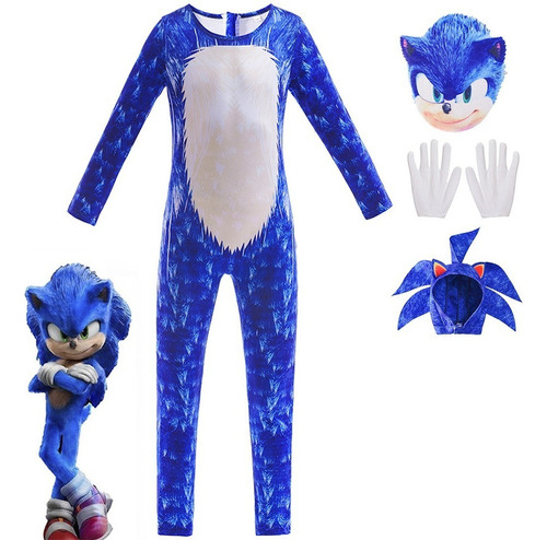 Disfraz De Sonic Boom Superhero Hedgehog Cosplay Para Niños