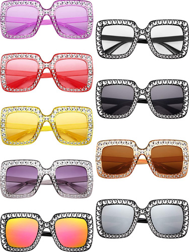 9 Pares De Gafas De Sol Cuadradas De Gran Tamaño Con Diamant