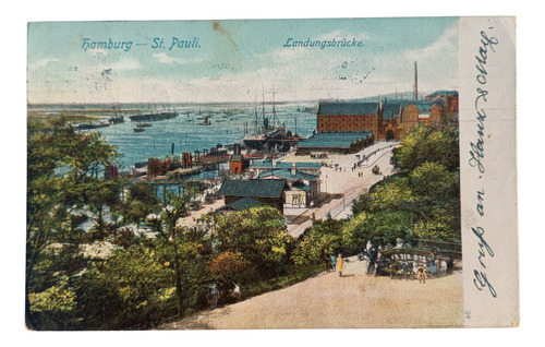 Alemania Hamburg St. Pauli 1911 Postal Puerto Landungsbrucke (Usado)