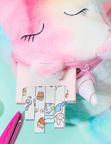 Bolso De Pecho Unicornio De Felpa Colorido Niña Colorful Felpa Colorido Felpa Rosado Rosado