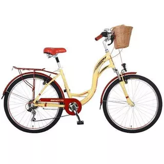 Bicicleta urbana femenina Benotto City Bike R26 7v freno v-brakes color crema