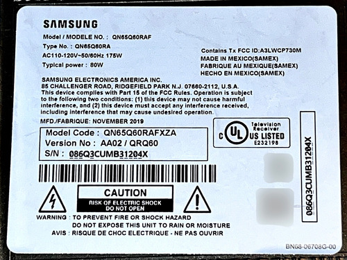 Main Samsung Qn65q60ra Qn65q60raf Bn41-02695a Bn94-14136t (Usado)