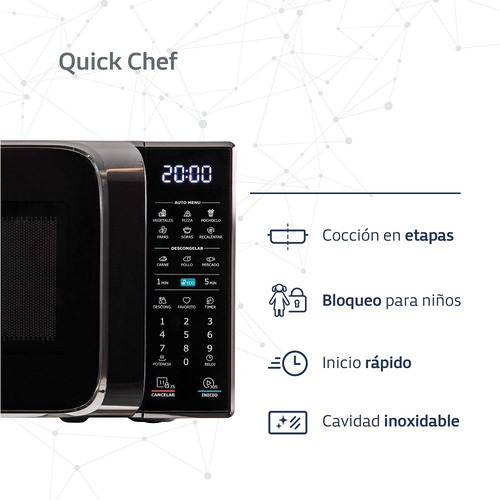 Microondas Bgh Eco Negro Digital 20 Litros 700w Monofunción