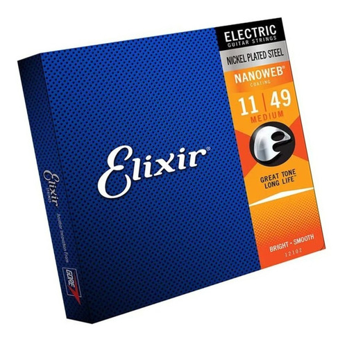 Encordoamento Elixir Cordas 011 Medium Nanoweb Para Guitarra