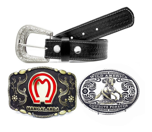 Cinto Masculino Country Cowboy Mangalarga + 2 Fivelas Luxo 